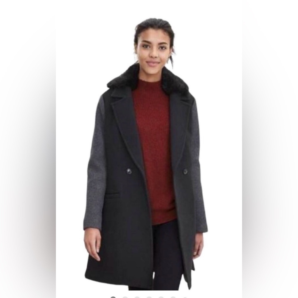 Banana Republic Heritage Wool Coat double breast Sz XL Black winter fall